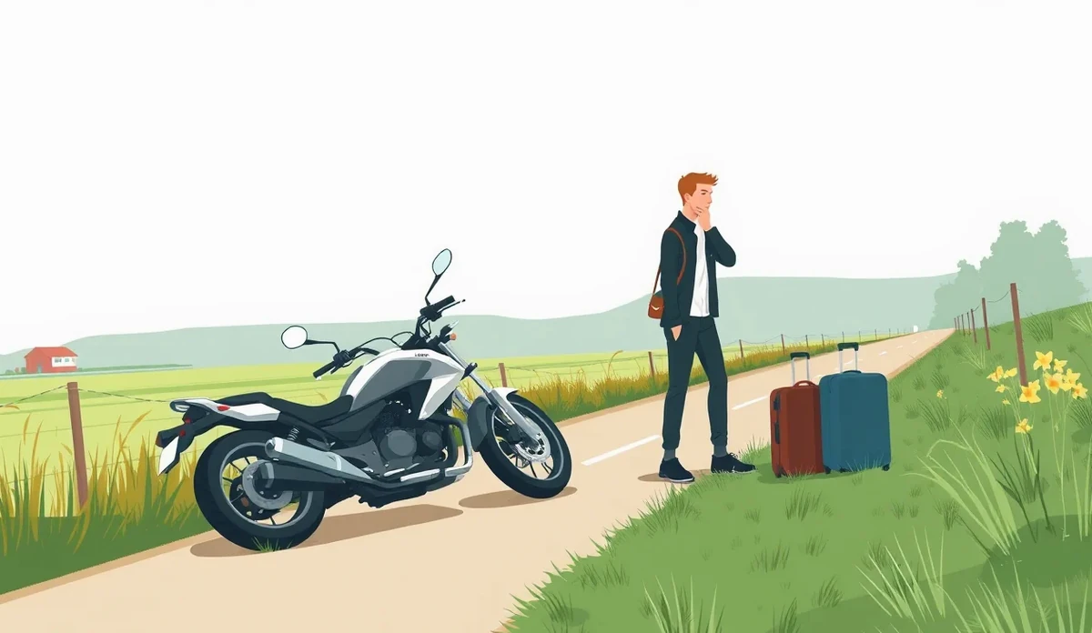 Záchranári ošetrujú zraneného motocyklistu pri ceste v zahraničí