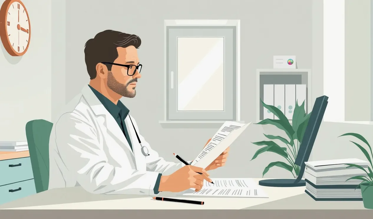 Lekár telefonicky konzultujúci liečebný postup pri telemedicíne