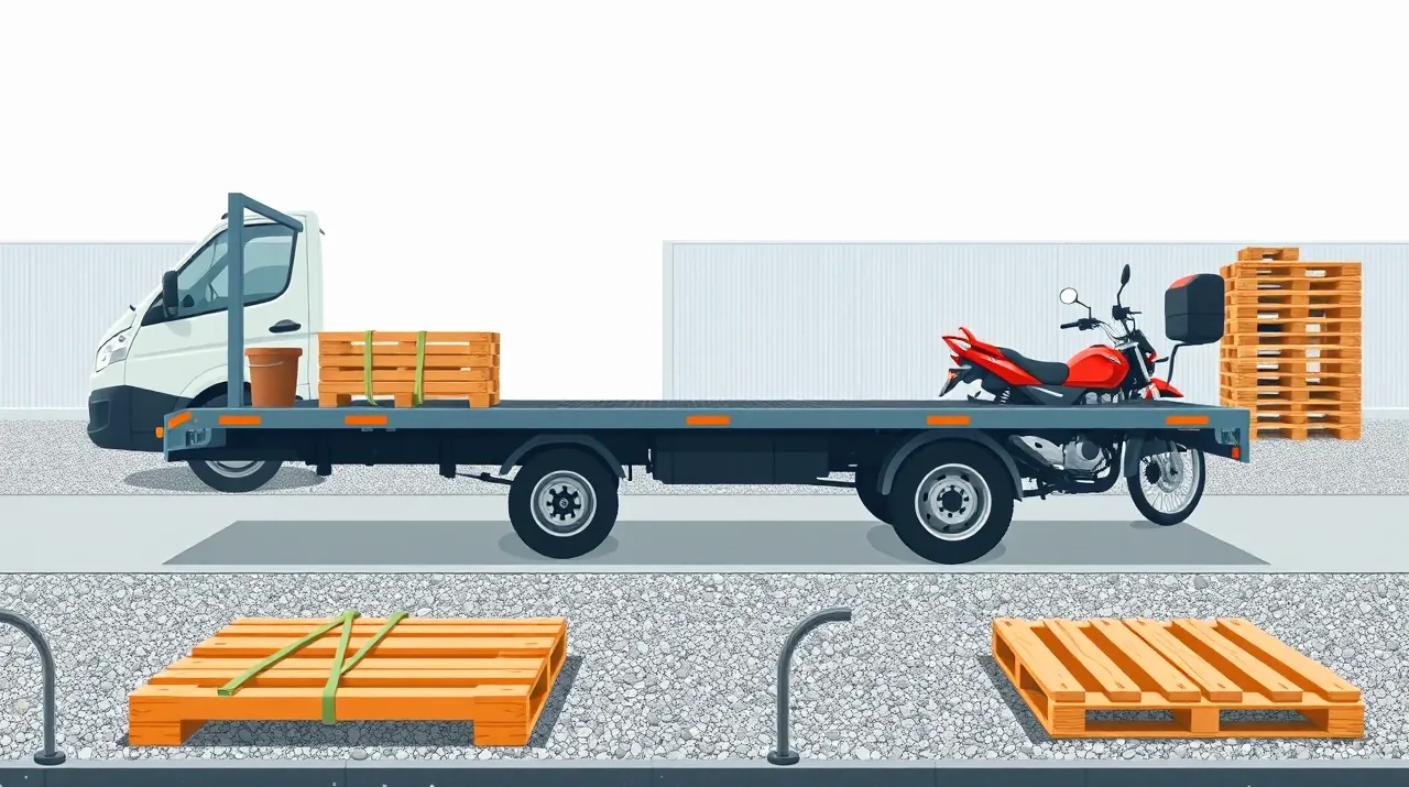 Biela firemná dodávka zaparkovaná pred logistickým skladom počas nakladania tovaru
