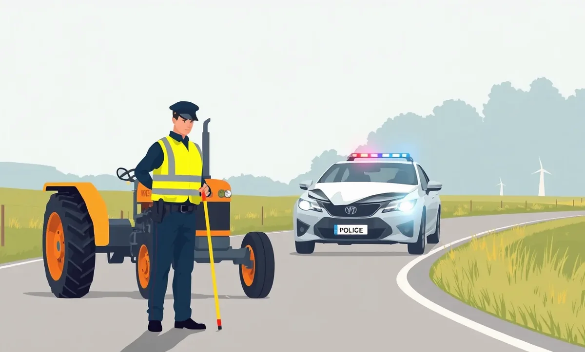 Policajná hliadka dokumentuje stret osobného auta s kolesovým bagrom na križovatke