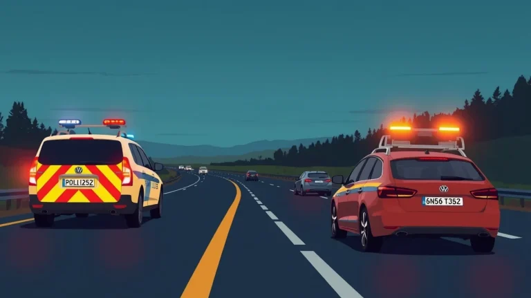 Žltý odťahový špeciál nakladá poškodené osobné auto na diaľničnej krajnici