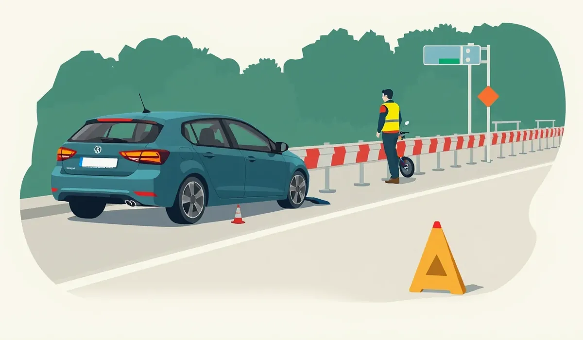 Odťahové vozidlo nakladajúce nepojazdné auto na diaľničnom odpočívadle