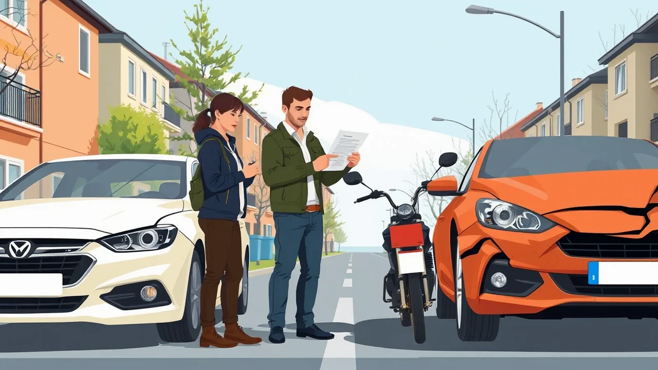 Auto s poškodenou prednou časťou po náraze do zvodidiel na okraji cesty