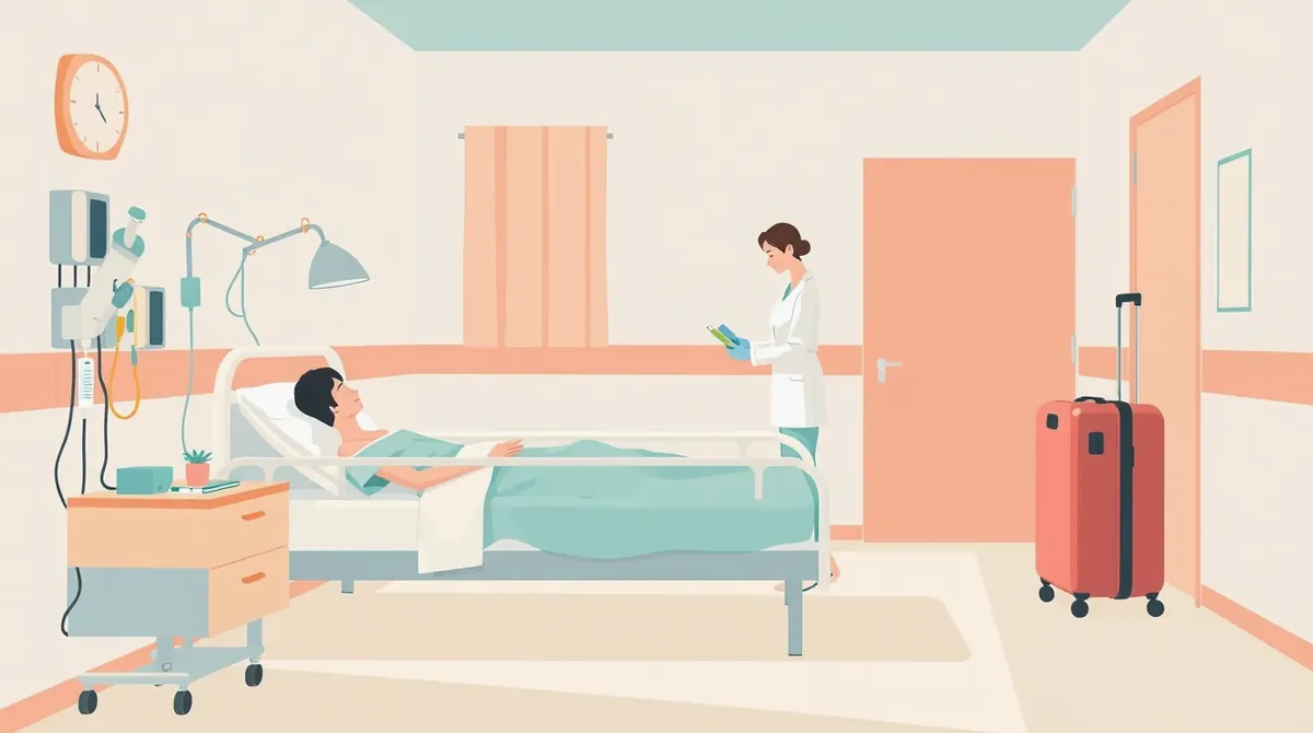Lekár v zahraničnej nemocnici vypisuje lekársku správu a účet za hospitalizáciu