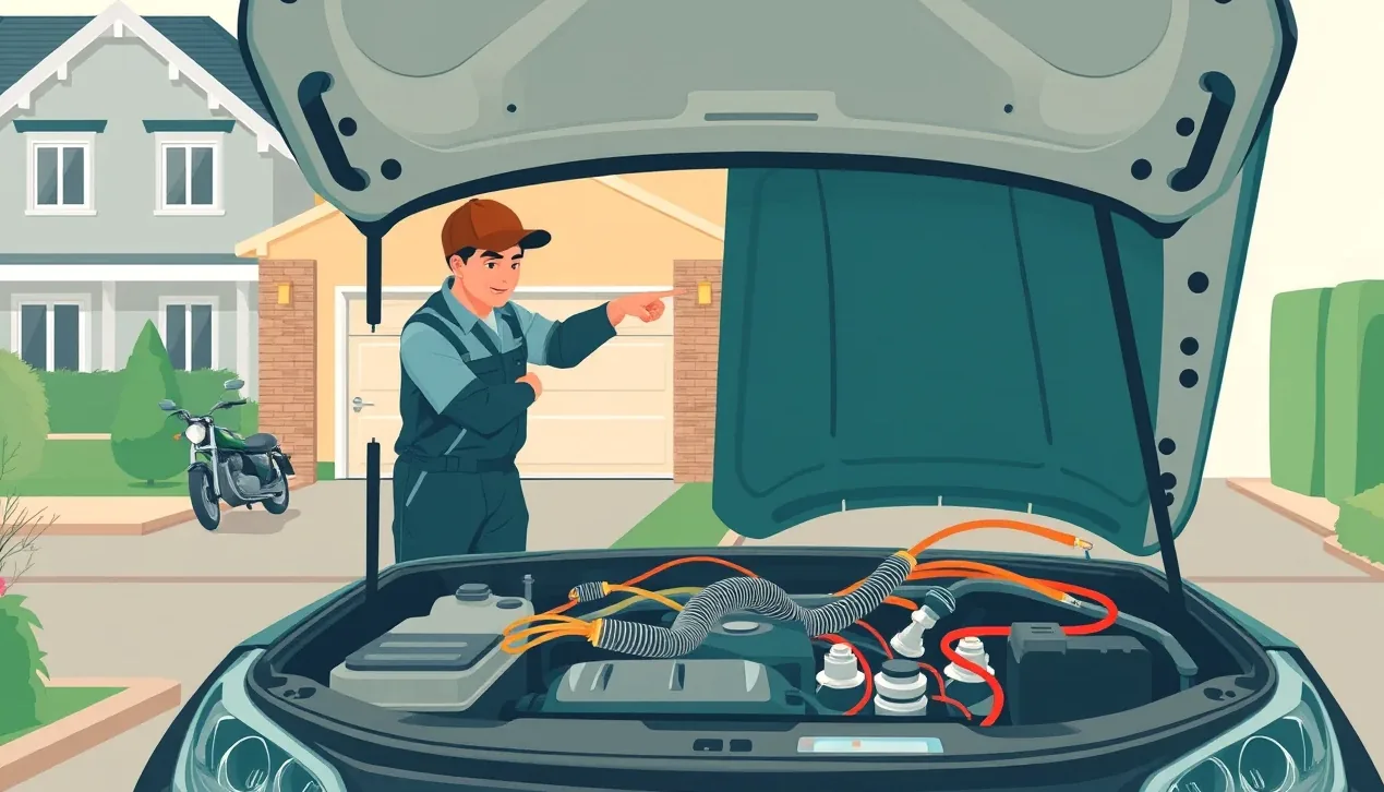 Mechanik v autoservise obhliada motorový priestor a nárazník havarovaného firemného auta